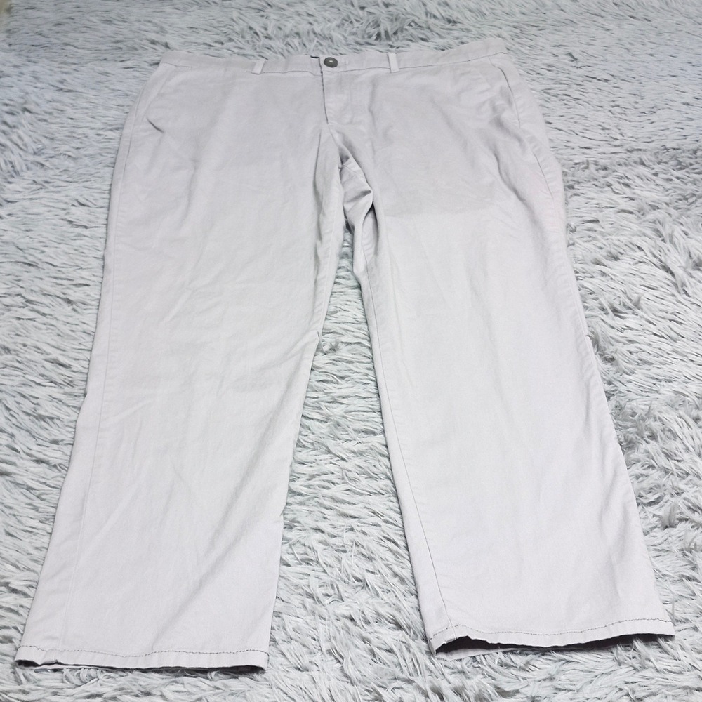 Calvin Klein Pants Mens 34x27 Hemmed Slim Fit Gray Infinite Flex Waist Chino